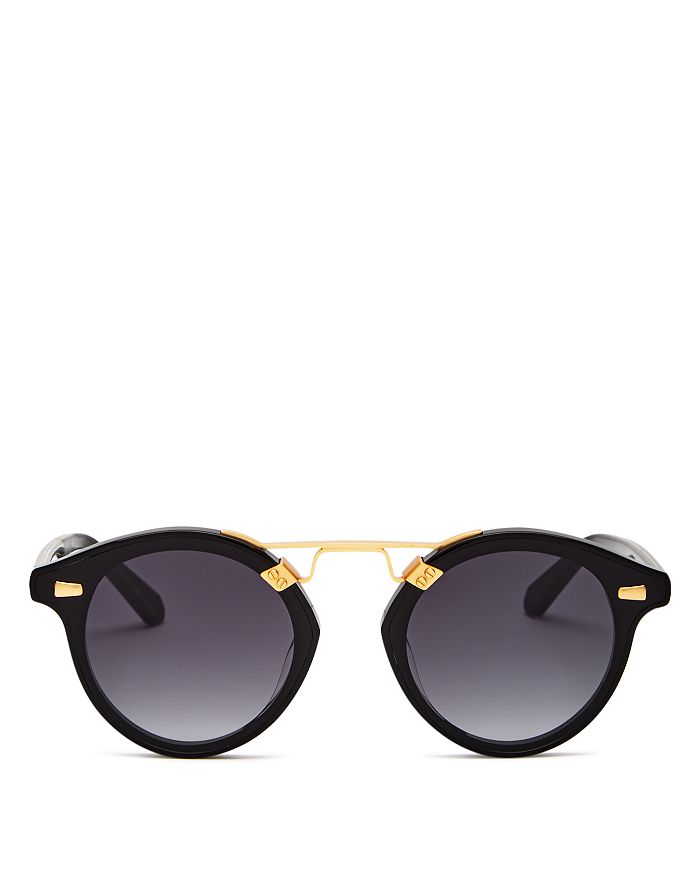 Krewe Round Sunglasses, 63mm In Black + Shadow /gray Gradient