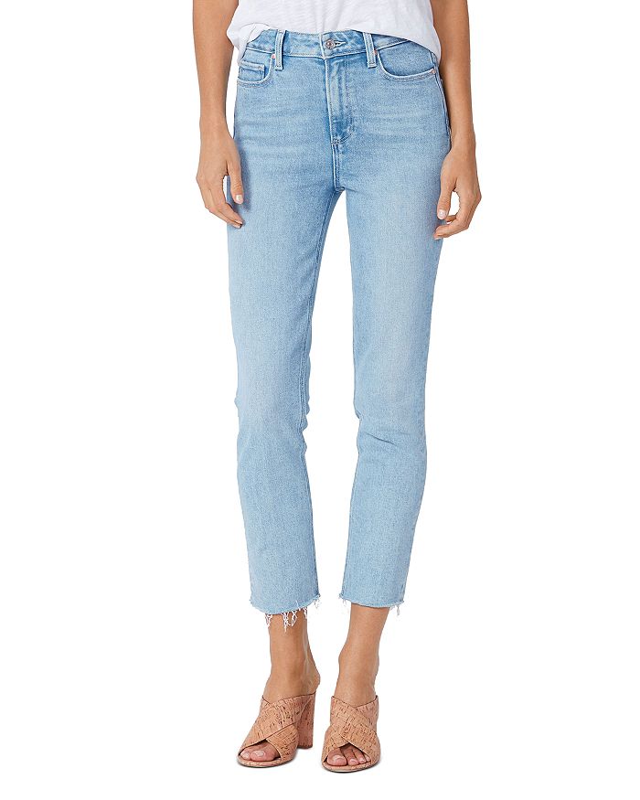 PAIGE Cindy Raw Hem Straight Jeans in Park Ave | Bloomingdale's