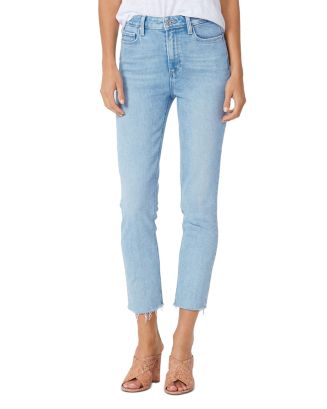 PAIGE Cindy High Rise Raw Hem Ankle Straight Jeans in Park Ave ...