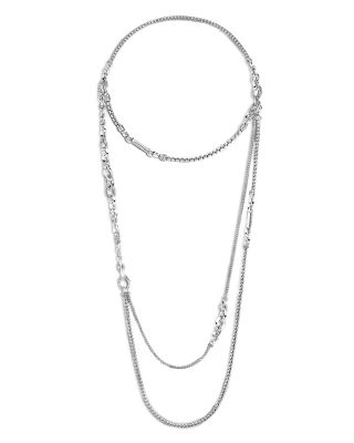 Sterling Silver Classic Chain Layered Necklace, 34"