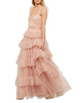 BCBGMAXAZRIA Eve Tiered Ruffled Tulle Maxi Dress | Bloomingdale's