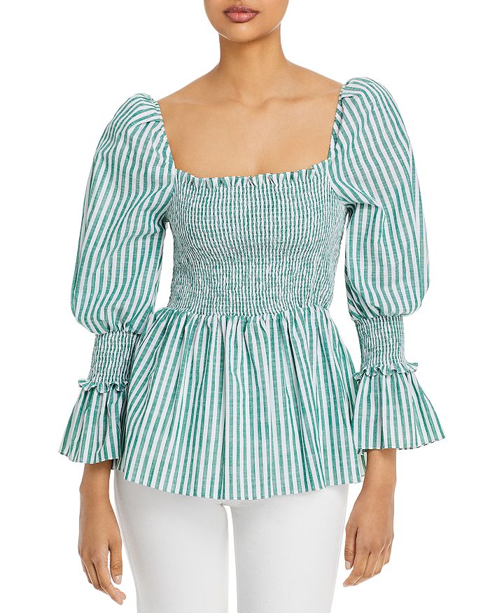 Cinq à Sept Adly Cotton Smocked Top | Bloomingdale's