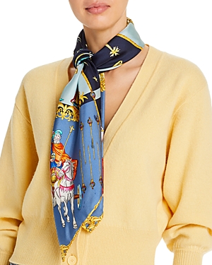 Echo In The Cards Silk Scarf In Denim Blue