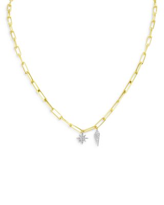 Meira T - 14K Yellow & White Gold Diamond Starburst Necklace, 16"