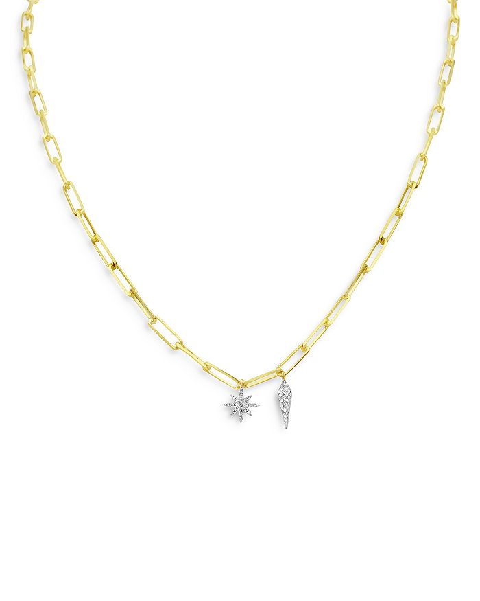 Meira T 14k Yellow & White Gold Diamond Starburst Necklace, 16
