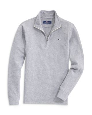 Vineyard Vines Coopers Town Stripe Quarter Zip Pullover In Gray Heather