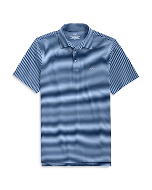 Vineyard Vines Bradley Striped Sankaty Polo Shirt In Blue Depth/ Maui Blue