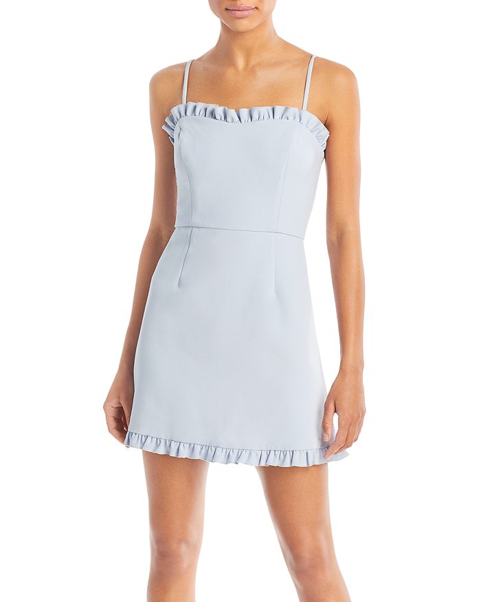 French Connection Whisper Ruffle Trim Sweetheart Dress In Saltwater