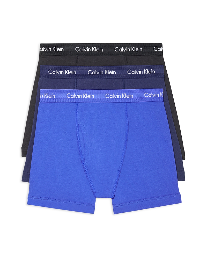 Calvin Klein 3-pack Stretch Cotton Boxer Briefs In Blue Multi