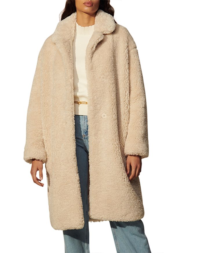 Sandro Rocky Long Faux Fur Coat | Bloomingdale's