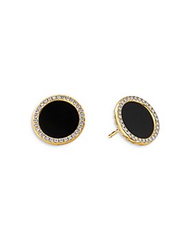 David Yurman - 18K Yellow Gold DY Elements® Button Earrings with Black Onyx & Diamonds