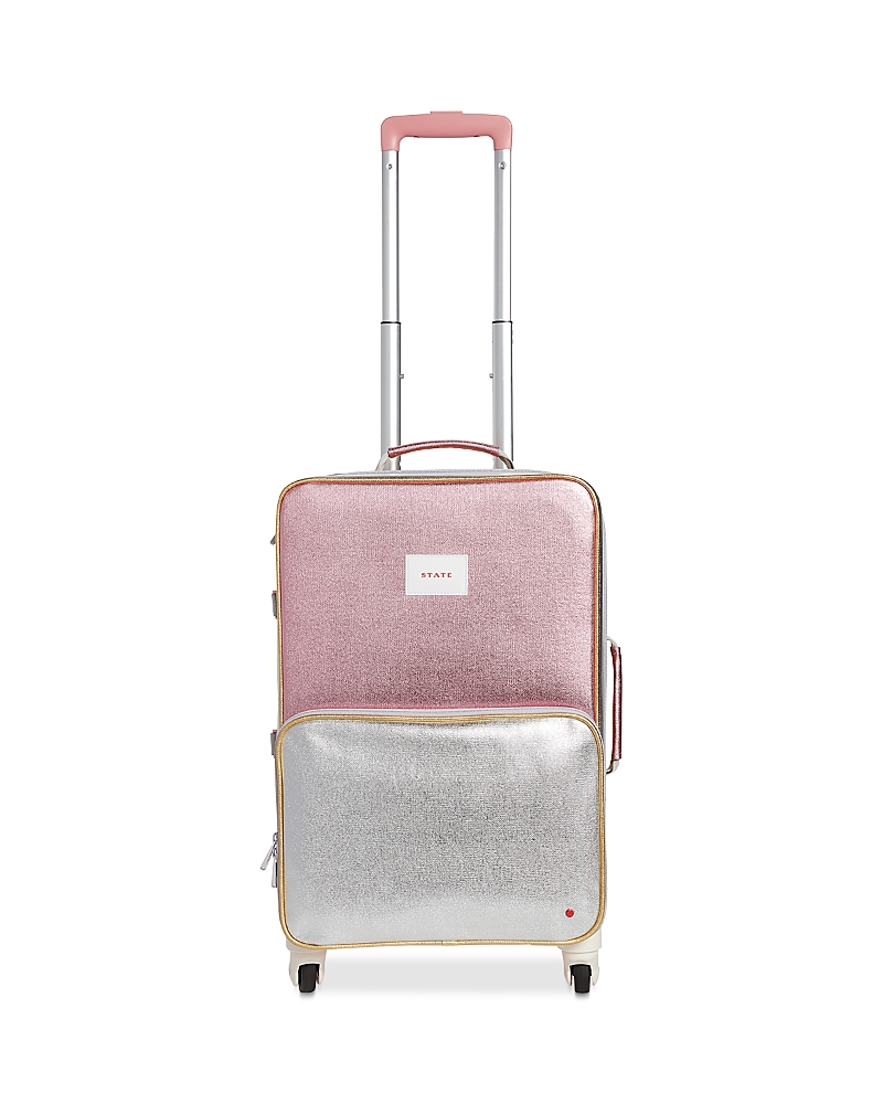 State Mini Logan Metallic Carry-on Suitcase In Pink/silver