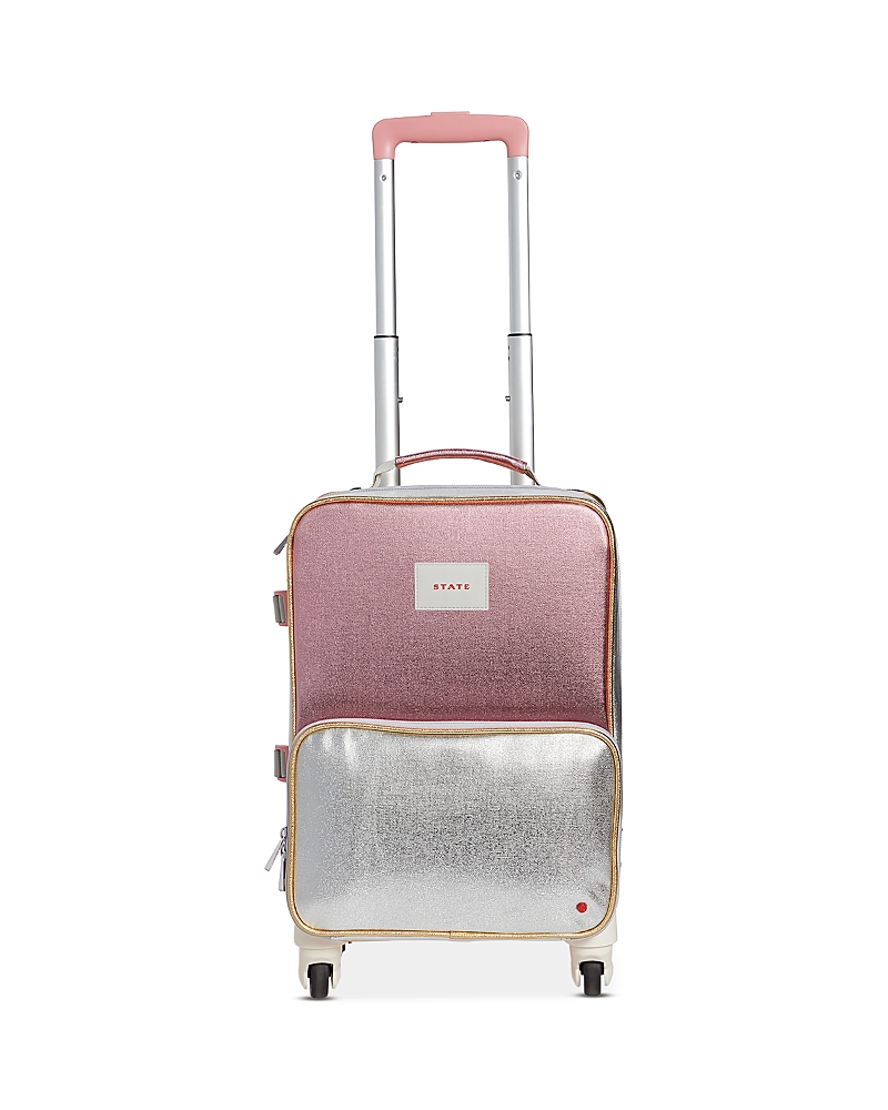 State Mini Logan Metallic Carry-on Suitcase In Pink/silver