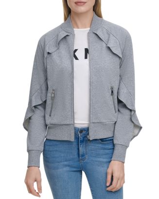 DKNY Ruffle Terry Track Jackey | Bloomingdale's