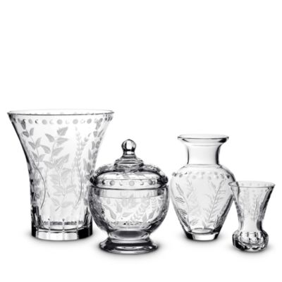Fern Crystal Vases & Covered Bonboniere