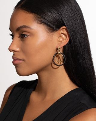 Meridian 18K Yellow Gold Caviar Ceramic Hoop Earrings