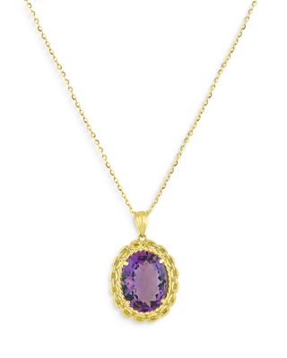 Bloomingdale's Fine Collection Amethyst Pendant Necklace in 14K Yellow Gold, 18 - Exclusive
