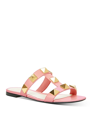Valentino Women's Roman Stud Slide Sandals In Pink