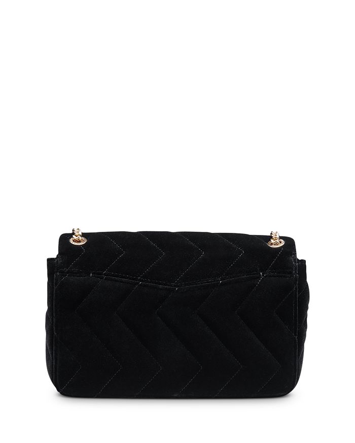 Shop Sandro Yza Quilted Velvet Bag In Black