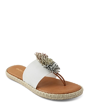 Andre Assous Women's Estela Suede Tassel Stretchy Espadrille Thong Sandals In White/metal