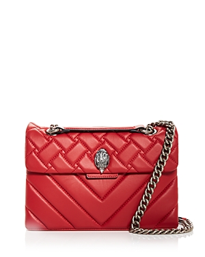 Kurt Geiger Xxl Kensington Soft Quilted Leather Shoulder Bag In Red/silver