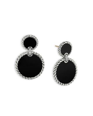 David Yurman - Sterling Silver DY Elements&reg; Double Drop Earrings with Black Onyx & Diamonds