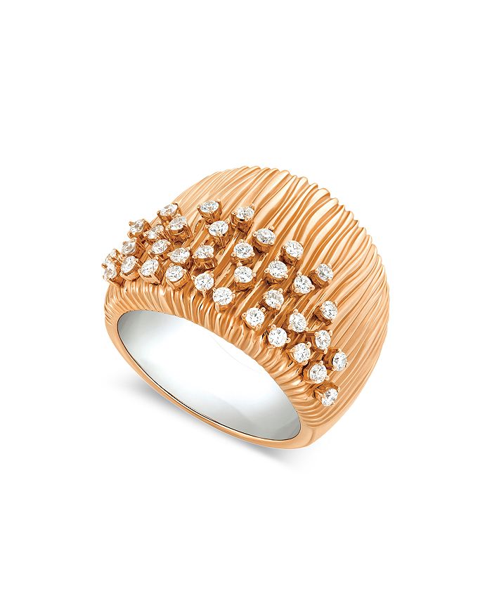 HUEB 18K Rose Gold Bahia Diamond Scattered Cluster Statement Ring