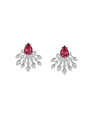 Hueb 18K White Gold Luminus Ruby & Diamond Statement Earrings