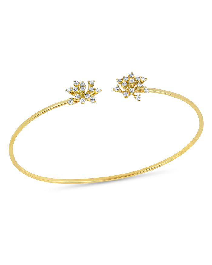Shop Hueb 18k Yellow Gold Luminus Diamond Cluster Cuff Bangle Bracelet