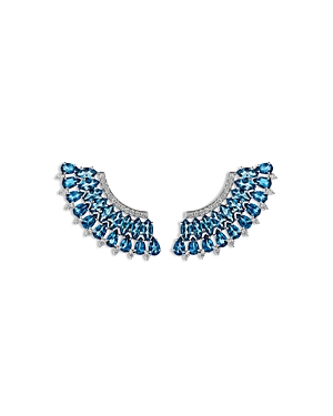 18K White Gold Mirage Blue Topaz & Diamond Statement Earrings
