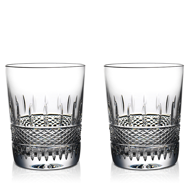 WATERFORD IRISH LACE DOUBLE OLD FASHIONED GLASS, SET OF 2