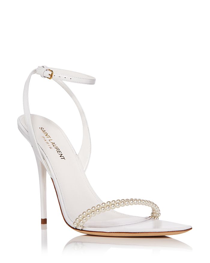 Chanel bridal heels with clear glass heel