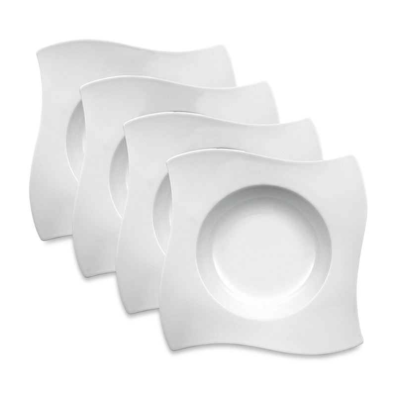 Villeroy & Boch Set Of 4 New Wave Rim Soup Bowls In White