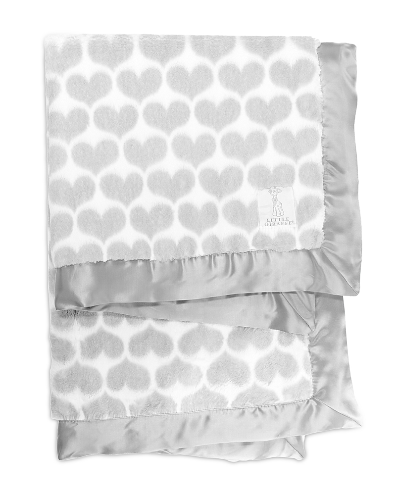 Shop Little Giraffe Luxe Faux Fur Heart Army Blanket - Baby In Silver