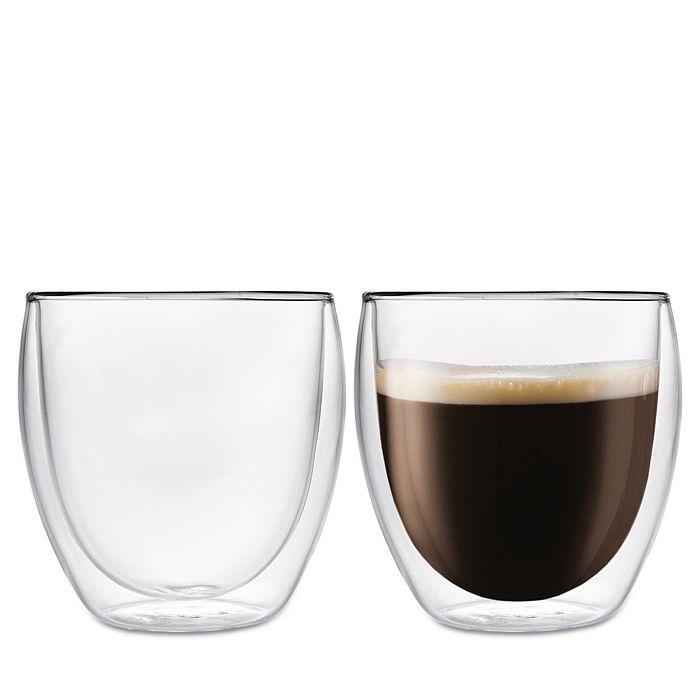 Godinger Double Wall Espresso Coffee Glass Mug- Set of 2