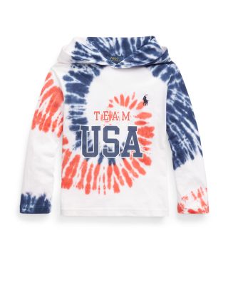 Ralph Lauren Boys' USA Tie Dye Hoodie Little Kid, Big Kid