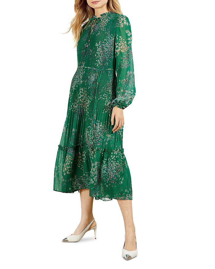 Ted Baker Serendipity Pleated Long Sleeve Midi Dress | Bloomingdale's