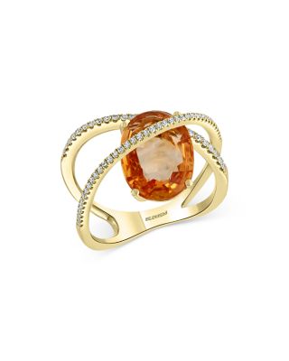 Bloomingdale's Fine Collection - Citrine & Diamond Statement Ring in 14K Yellow Gold