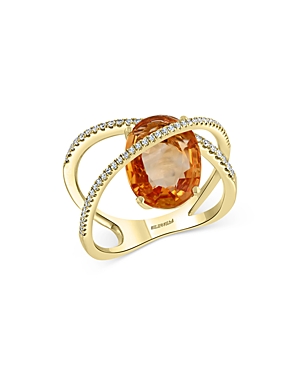 Bloomingdale's Citrine & Diamond Statement Ring In 14k Yellow Gold - 100% Exclusive In Orange/gold