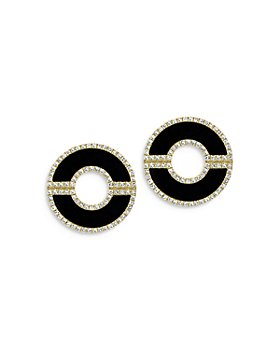 Bloomingdale's - Onyx & Diamond Circle Earrings in 14K Yellow Gold - 100% Exclusive