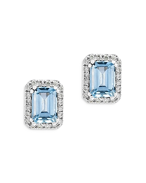 Bloomingdale's Aquamarine and Diamond Halo Stud Earrings in 14K White Gold - 100% Exclusive