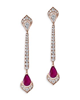 Bloomingdale's - Ruby & Diamond Drop Earrings in 14K Rose Gold - 100% Exclusive