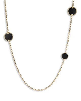 18K Yellow Gold DY Elements&reg; Station Necklace with Black Onyx & Mother of Pearl, 36"
