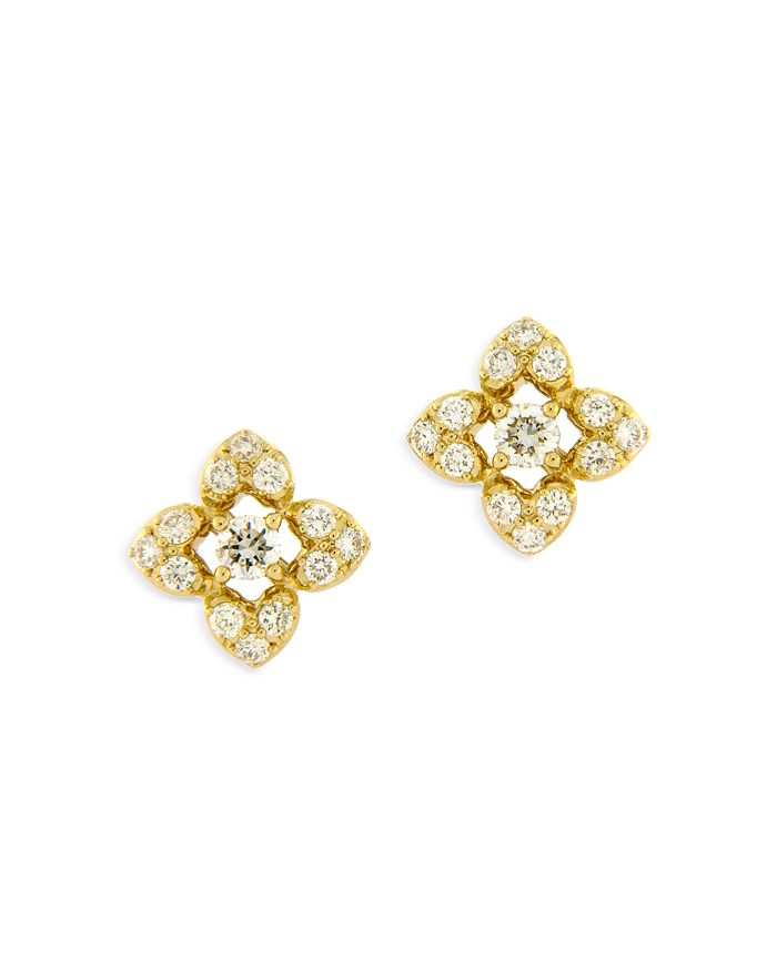 Bloomingdale's Diamond Clover Stud Earrings in 14K Yellow Gold, 0.25 ct ...