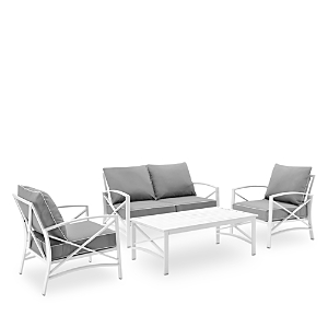 Crosley Destin 4 Piece Outdoor Conversation Set In White/gray
