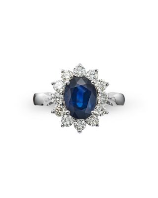 Blue Sapphire and Diamond Statement Ring in 14K White Gold&nbsp;