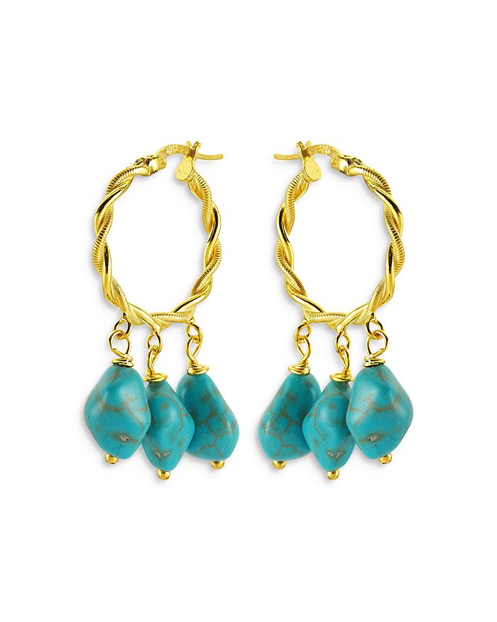 Maison Irem Hang Loose Dangle Stone Dangle Hoop Earrings