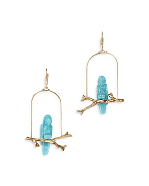 Annette Ferdinandsen Design 14k Yellow Gold Amazonite Parrot Drop Earrings In Blue
