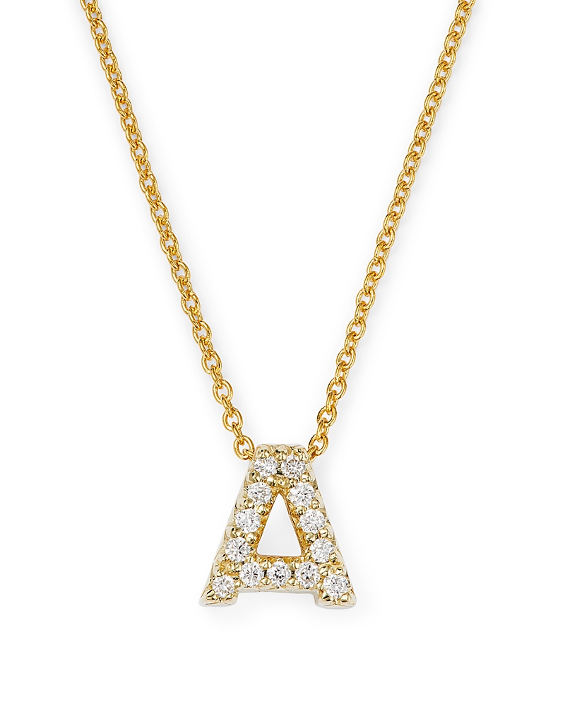 Roberto Coin 18K Yellow Gold and Diamond Initial Love Letter Pendant Necklace, 16