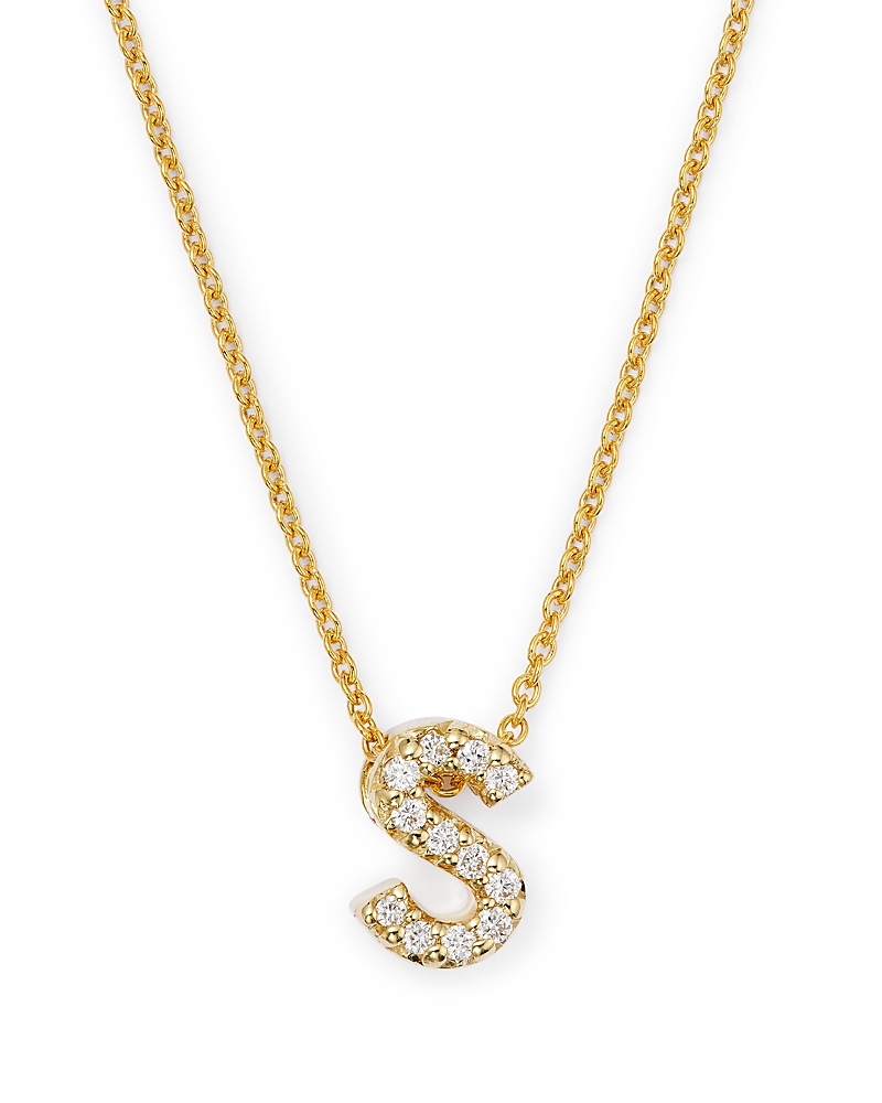 Roberto Coin 18K Yellow Gold and Diamond Initial Love Letter Pendant Necklace, 16